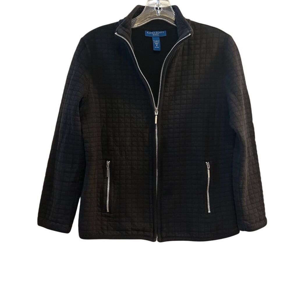 Karen Scott Women's Petite Quilted‎ Jacket Black Size S